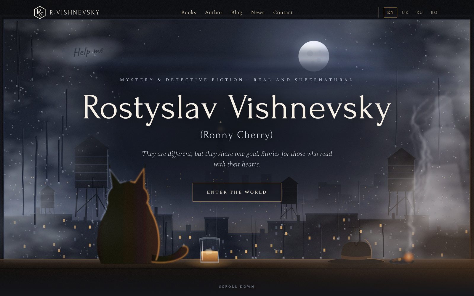 Die Startseite von Rostyslav Vishnevsky auf Englisch